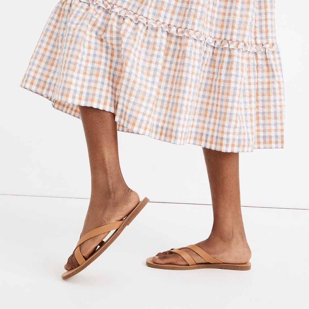 Madewell Tan Strappy Leather Slide Sandals